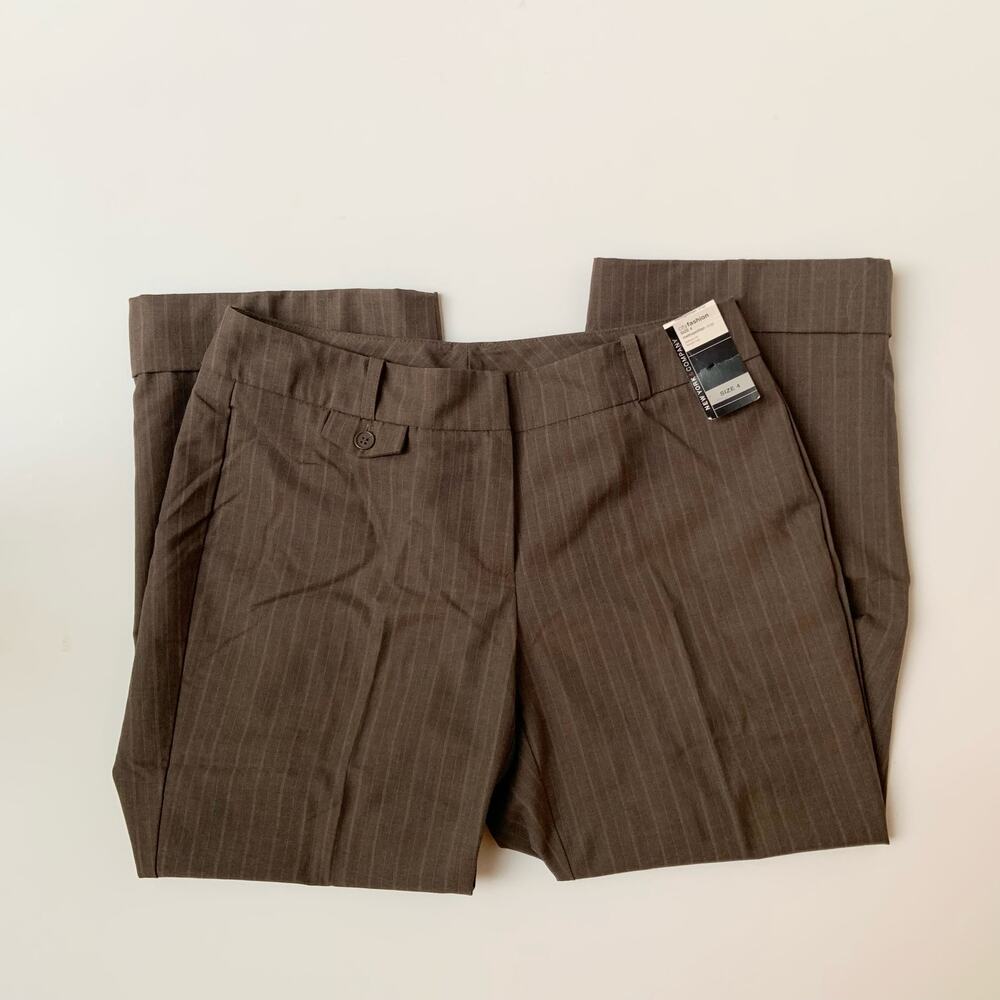 NWT New York & Company Brown Straight Leg Low Crop Pants Slacks